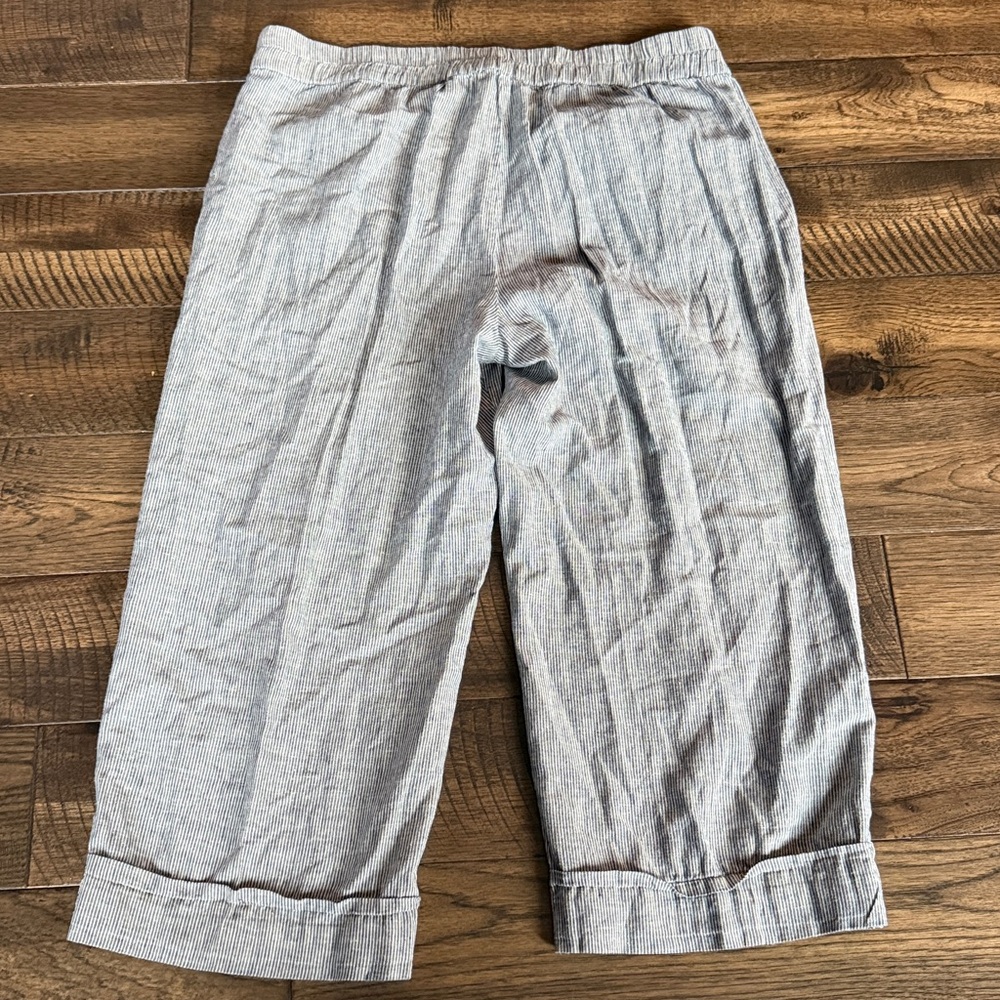 EILEEN FISHER Womens Blue Pinstripe Cropped Pants Size L - Picture 8 of 8